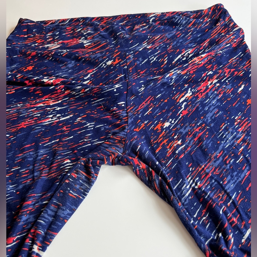 Lula Roe Blue & Red TC Leggings - Picture 2 of 5
